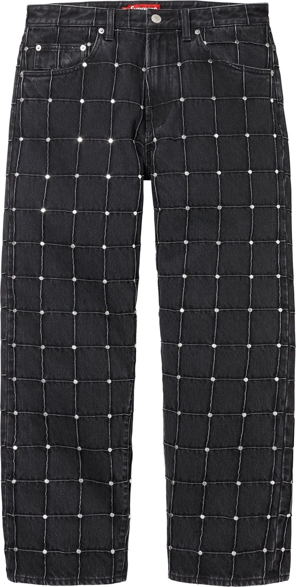 Supreme Studded Seam Loose Fit Jean - Black (front)