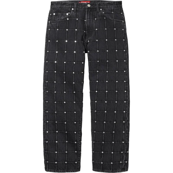 Supreme Studded Seam Loose Fit Jean - Black (front)