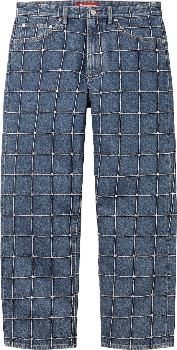 Supreme Studded Seam Loose Fit Jean - Blue (front)