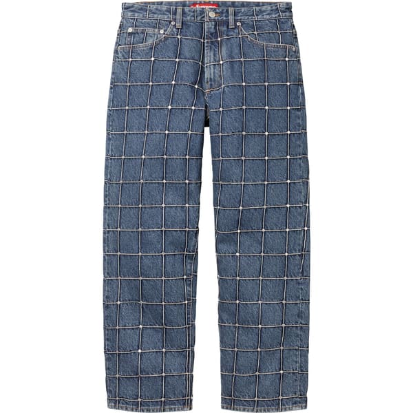 Supreme Studded Seam Loose Fit Jean - Blue (front)
