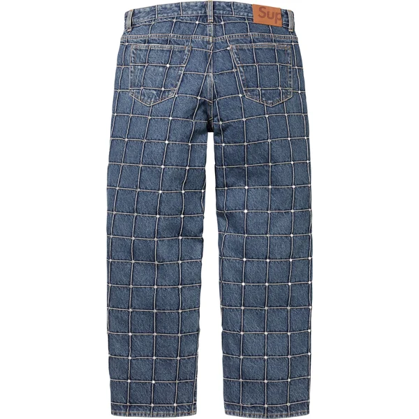 Supreme Studded Seam Loose Fit Jean - Blue (front)