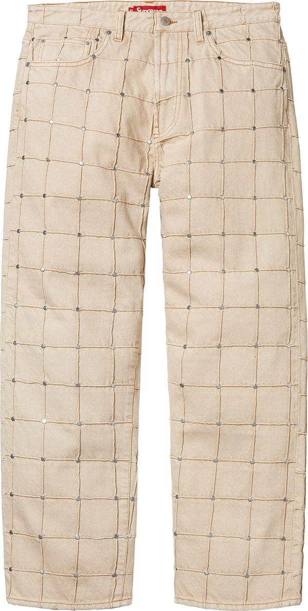Supreme Studded Seam Loose Fit Jean - Natural (front)