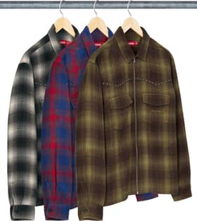 Supreme Studded Shadow Plaid Zip Up Shirt