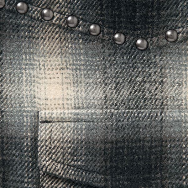 Supreme Studded Shadow Plaid Zip Up Shirt - Black (front)