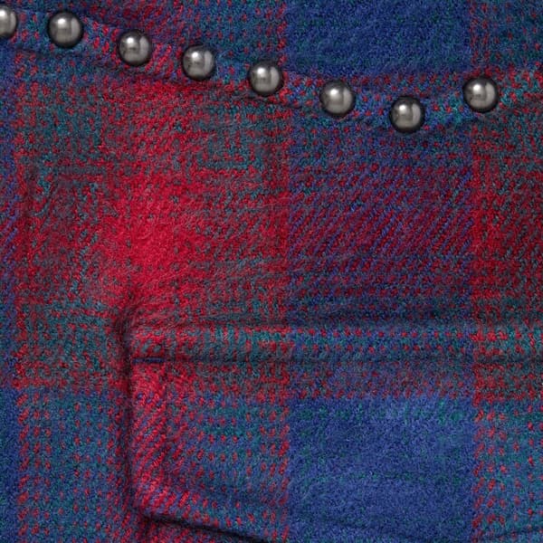 Supreme Studded Shadow Plaid Zip Up Shirt - Navy (front)