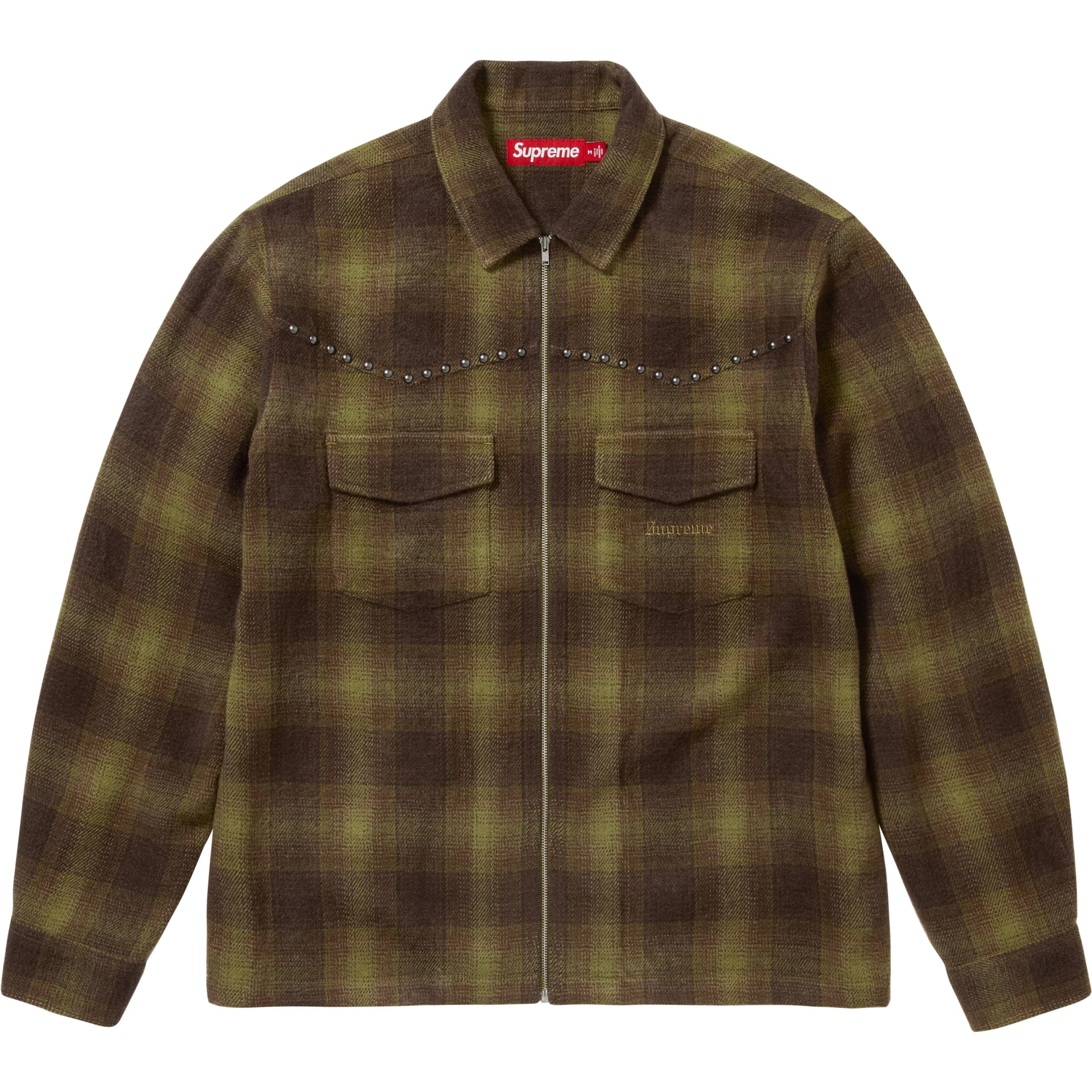 Supreme Studded Shadow Plaid Zip Up Shirt colorway 6