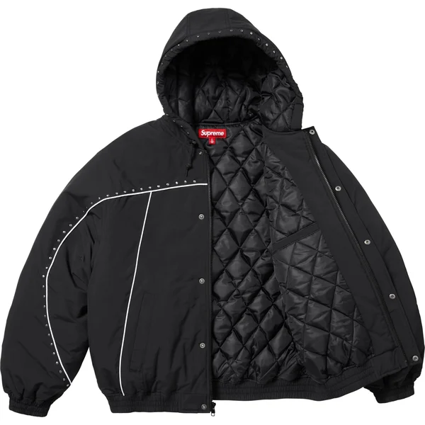 Supreme Studded Stadium Jacket - Black (front)