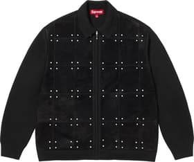 Supreme Studded Suede Zip Up Cardigan Black