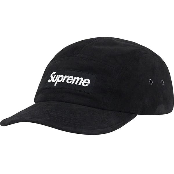Supreme Suede Camp Cap - Black (front)