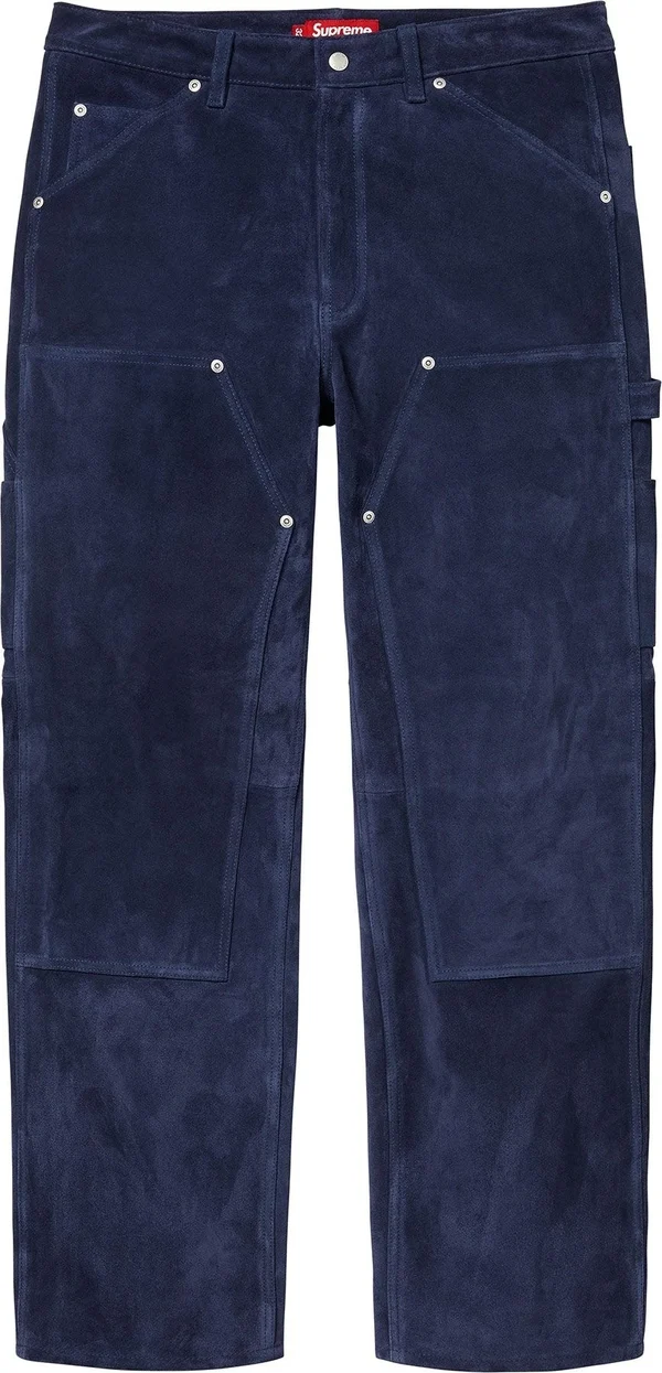 Supreme Suede Double Knee Painter Pant - Blue (front)