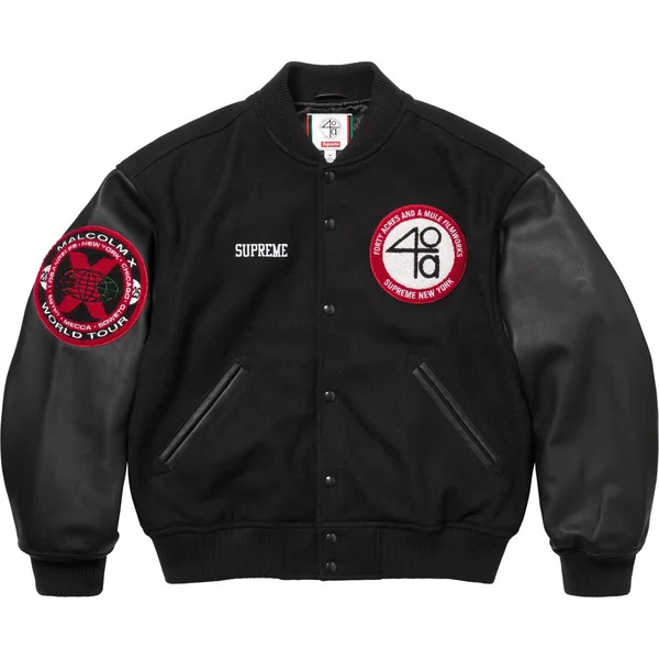 Supreme 40 Acres Malcolm X Varsity Jacket - Black (front)