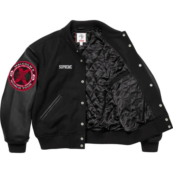Supreme 40 Acres Malcolm X Varsity Jacket - Black (front)
