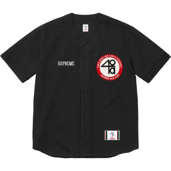 Supreme 40 Acres Twill Baseball Jersey - Black (front)