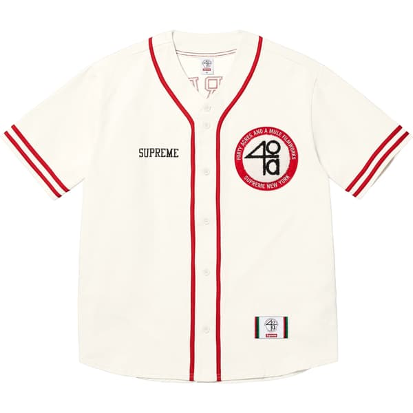 Supreme 40 Acres Twill Baseball Jersey - Natural (front)