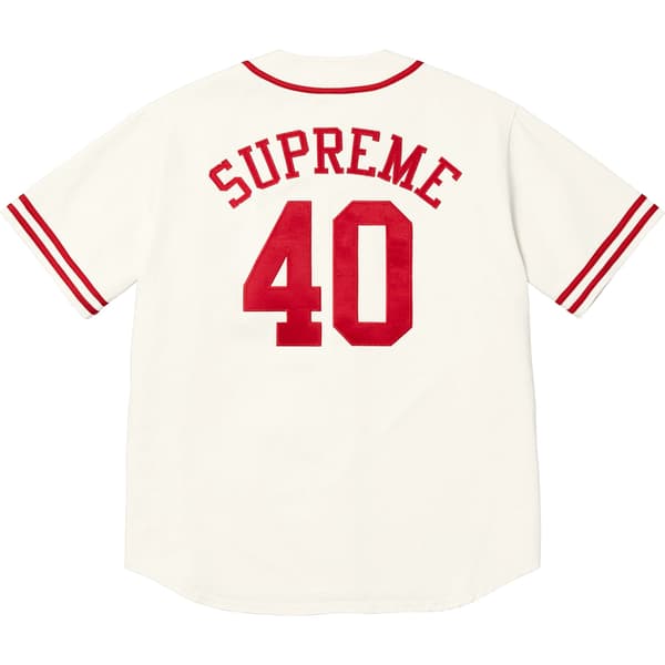 Supreme 40 Acres Twill Baseball Jersey - Natural (front)