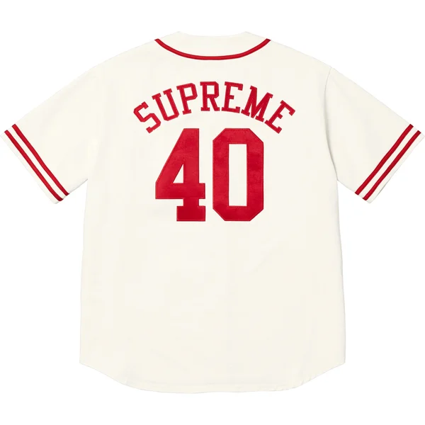 Supreme 40 Acres Twill Baseball Jersey - Natural (front)