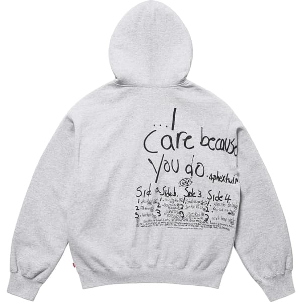 Supreme Aphex Twin Zip Up Hooded Sweatshirt - Heather Grey (front)