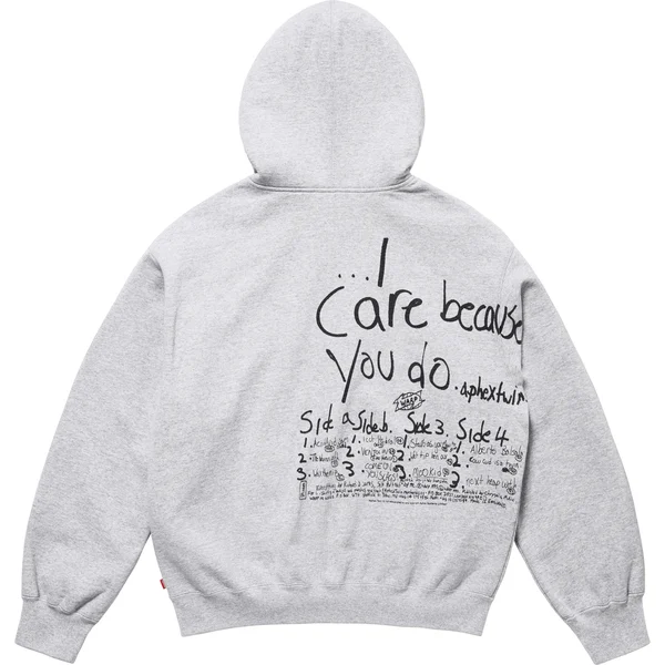 Supreme Aphex Twin Zip Up Hooded Sweatshirt - Heather Grey (front)