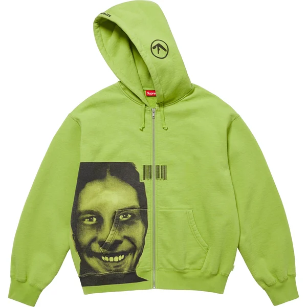 Supreme Aphex Twin Zip Up Hooded Sweatshirt - Lime (front)