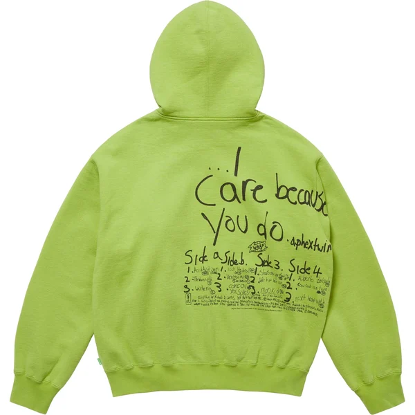 Supreme Aphex Twin Zip Up Hooded Sweatshirt - Lime (front)