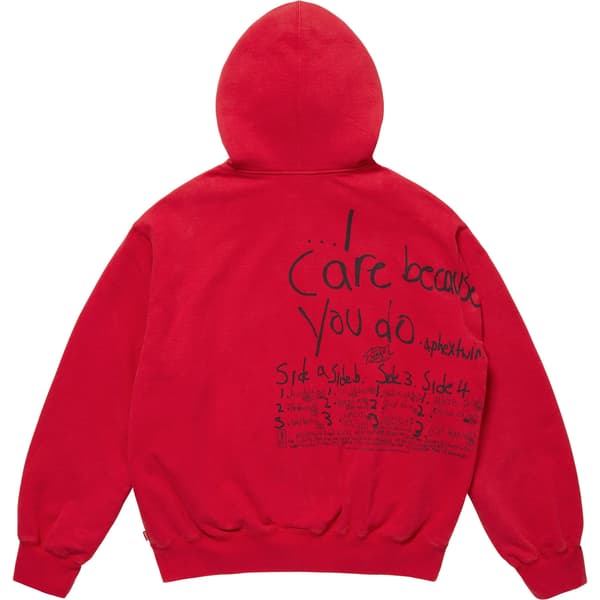 Supreme Aphex Twin Zip Up Hooded Sweatshirt - Red (front)