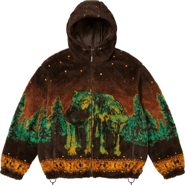 Supreme b.b. Simon Reversible Hooded Fleece Jacket - Brown (front)