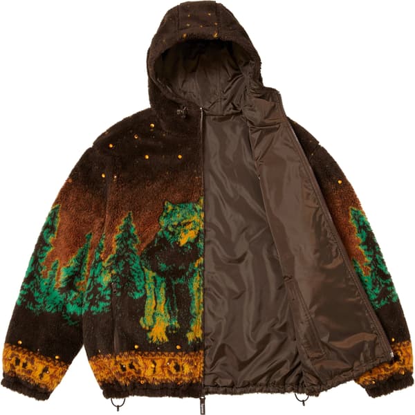 Supreme b.b. Simon Reversible Hooded Fleece Jacket - Brown (front)