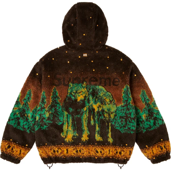 Supreme b.b. Simon Reversible Hooded Fleece Jacket - Brown (front)