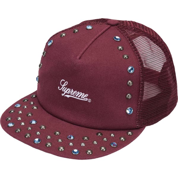 Supreme b.b. Simon Studded Canvas Mesh Back 5-Panel - Burgundy (front)
