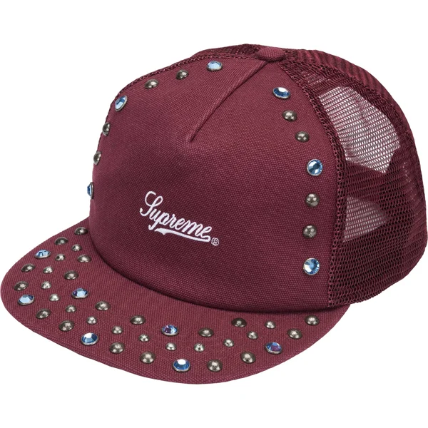 Supreme b.b. Simon Studded Canvas Mesh Back 5-Panel - Burgundy (front)
