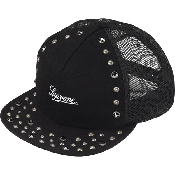 Supreme b.b. Simon Studded Mesh Back 5-Panel - Black (front)
