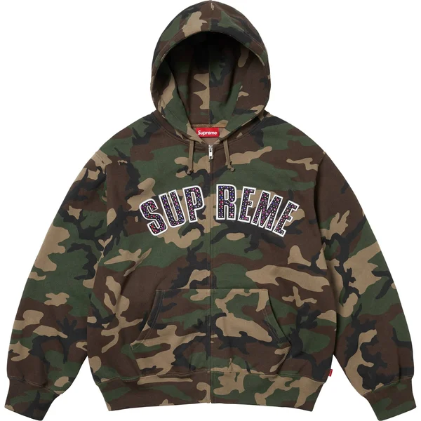 Supreme b.b. Simon Zip Up Hooded Sweatshirt - Woodland Camo (front)