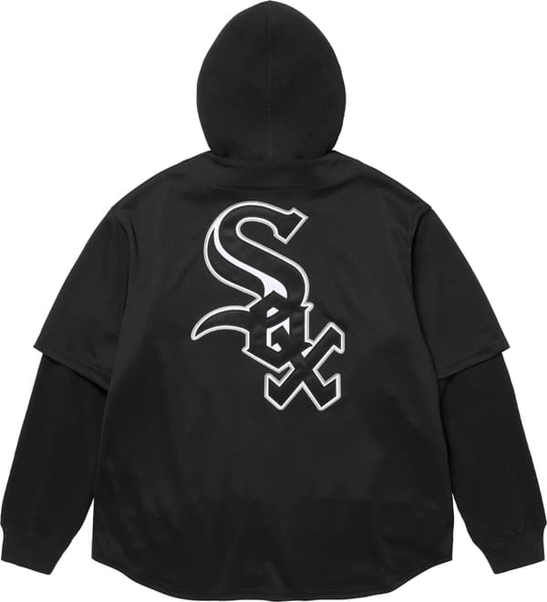 Supreme Chicago White Sox Hooded Baseball Jersey - Black (front)