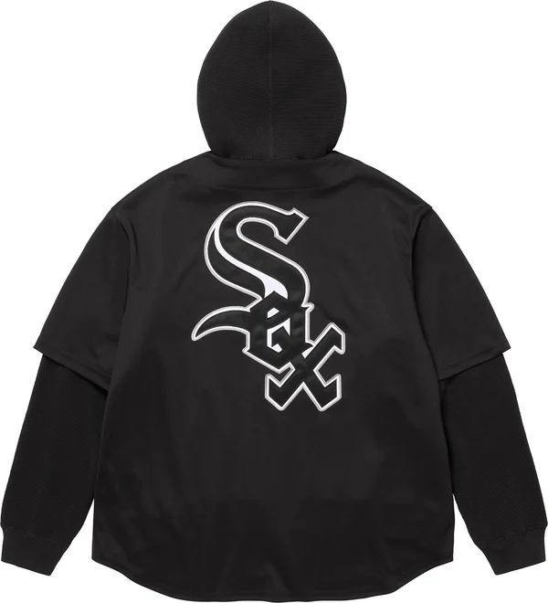 Supreme Chicago White Sox Hooded Baseball Jersey - Black (front)