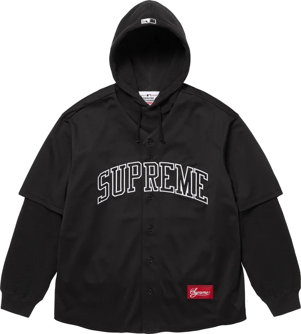 Supreme Chicago White Sox Hooded Baseball Jersey - Black (front)