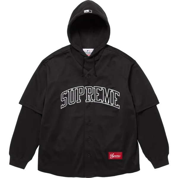 Supreme Chicago White Sox Hooded Baseball Jersey - Black (front)