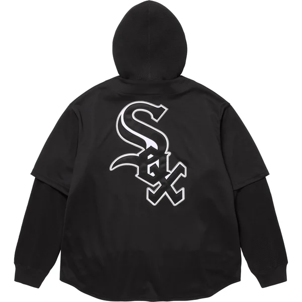 Supreme Chicago White Sox Hooded Baseball Jersey - Black (front)
