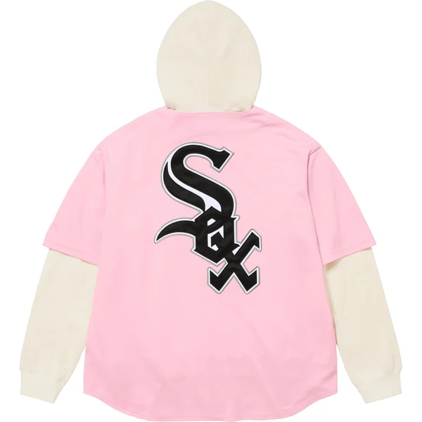 Supreme Chicago White Sox Hooded Baseball Jersey - Light Pink (front)