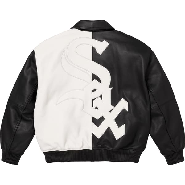 Supreme Chicago White Sox Leather Varsity Jacket - Black (front)