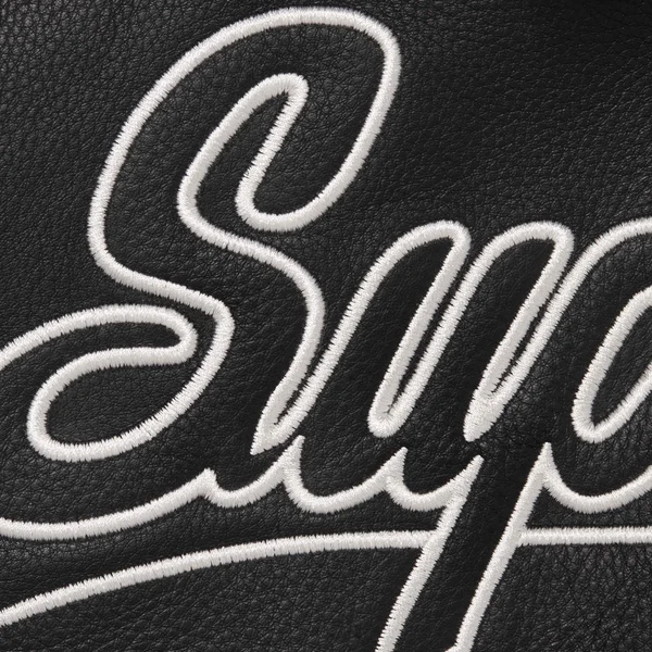 Supreme Chicago White Sox Leather Varsity Jacket - Black (front)