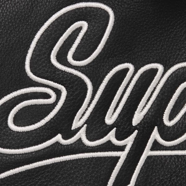 Supreme Chicago White Sox Leather Varsity Jacket - Black (front)
