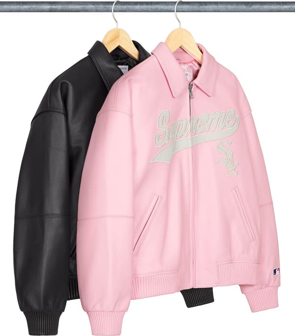Supreme Chicago White Sox Leather Varsity Jacket - Group Shots (front)