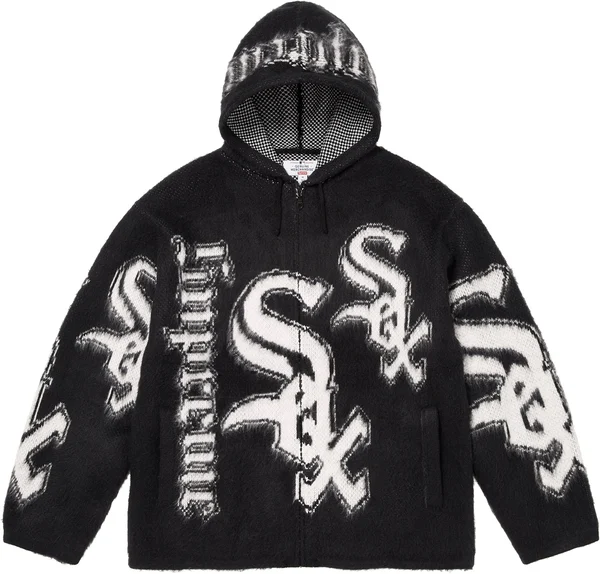 Supreme Chicago White Sox Zip Up Hooded Sweater - Black (front)