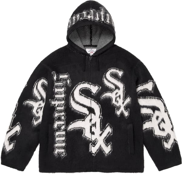 Supreme Chicago White Sox Zip Up Hooded Sweater - Black (front)