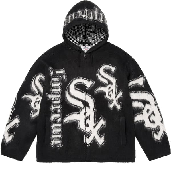 Supreme Chicago White Sox Zip Up Hooded Sweater - Black (front)