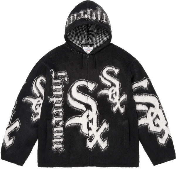 Supreme Chicago White Sox Zip Up Hooded Sweater - Black (front)