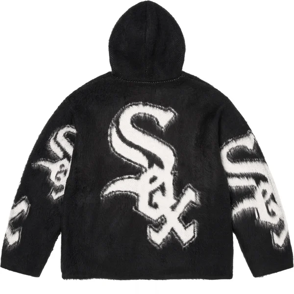 Supreme Chicago White Sox Zip Up Hooded Sweater - Black (front)