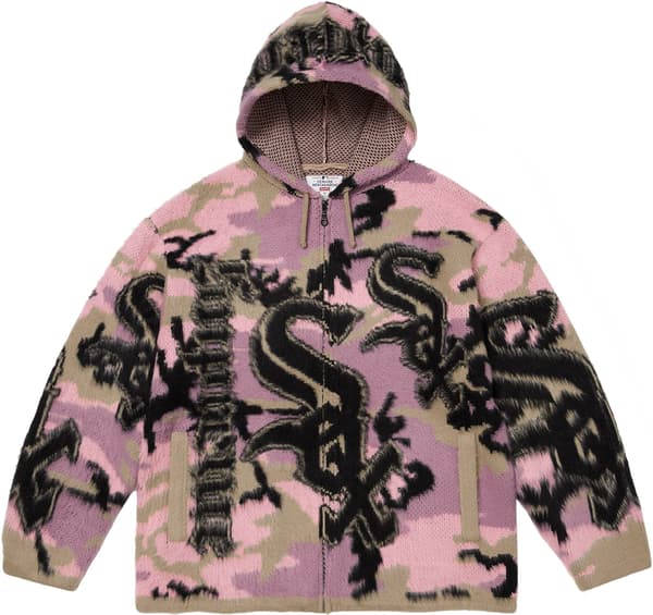 Supreme Chicago White Sox Zip Up Hooded Sweater - Pink Camo (front)