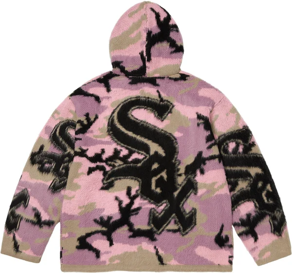 Supreme Chicago White Sox Zip Up Hooded Sweater - Pink Camo (front)