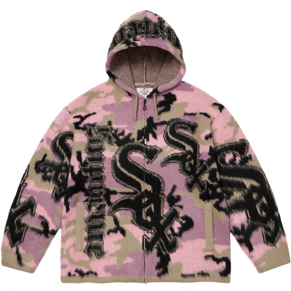 Supreme Chicago White Sox Zip Up Hooded Sweater - Pink Camo (front)